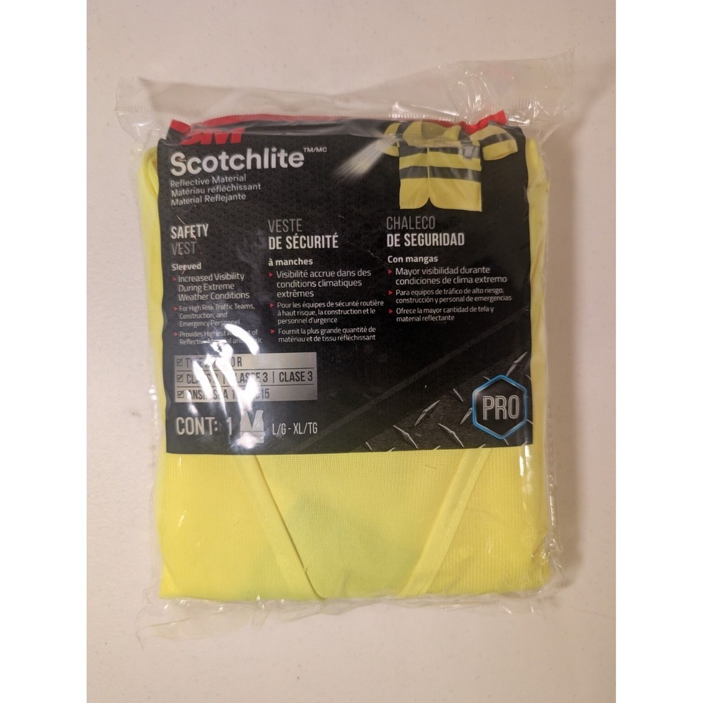 3M Scotchlite Safety Vest L/XL Class 3‎ ANSI/ISEA Reflective Yellow New